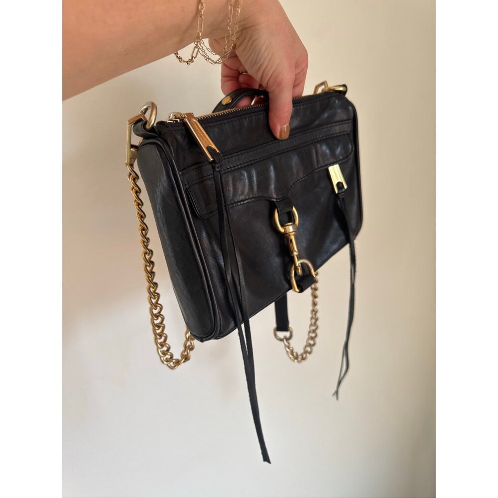 Rebecca Minkoff Mini MAC Leather Crossbody Bag - Black with Gold Hardware